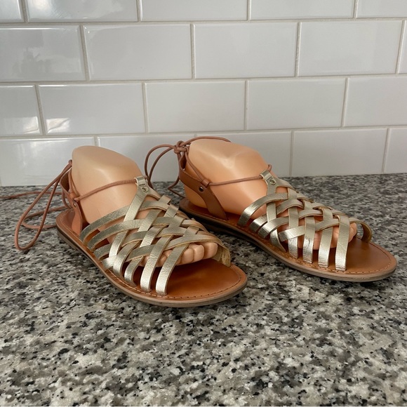 American Eagle Gladiator Lace Up Sandals Gold - Picture 2 of 10